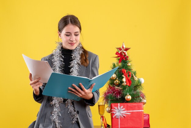 Expressive young woman posing for Christmas