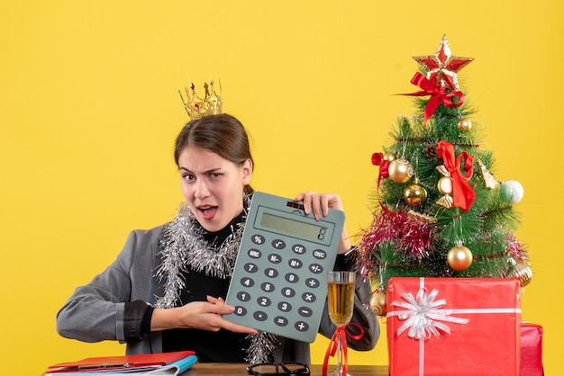 Expressive young woman posing for Christmas