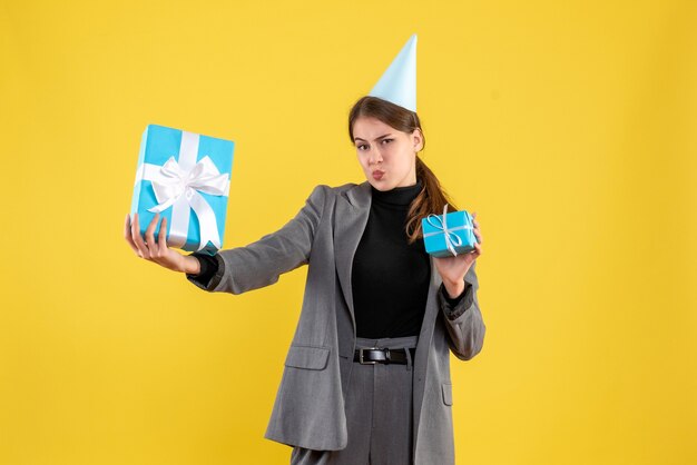 Expressive young woman posing for Christmas