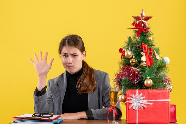 Expressive young woman posing for Christmas