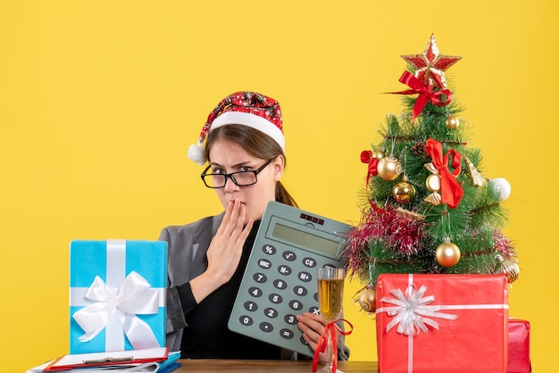 Expressive young woman posing for Christmas