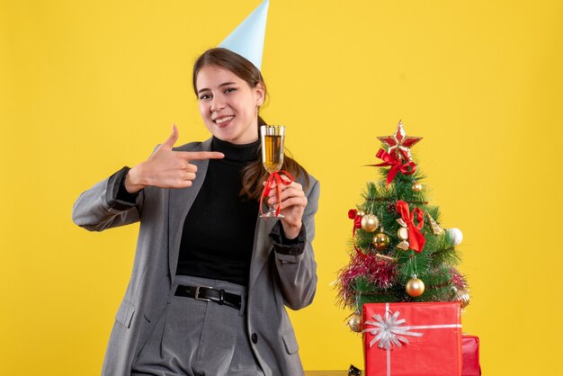 Expressive young woman posing for Christmas