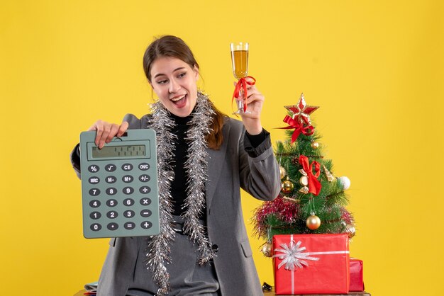 Expressive young woman posing for Christmas