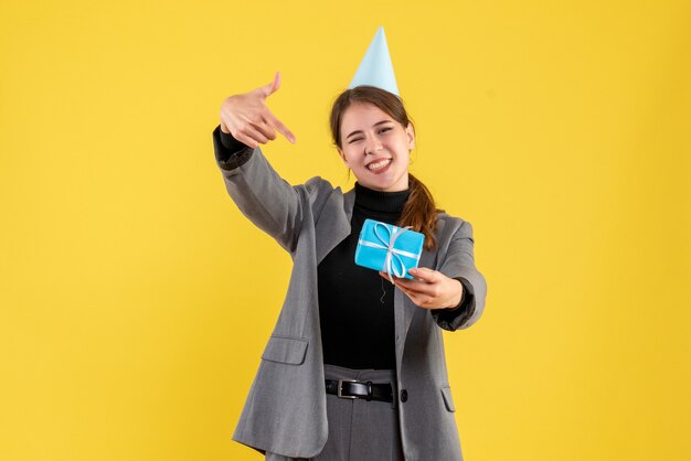 Expressive young woman posing for Christmas