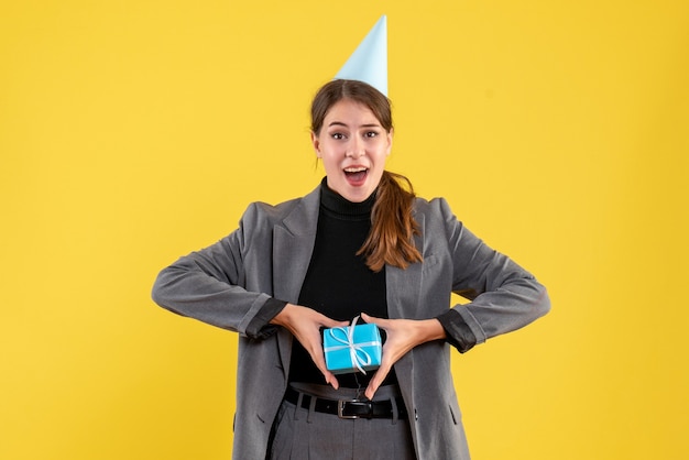 Expressive young woman posing for Christmas