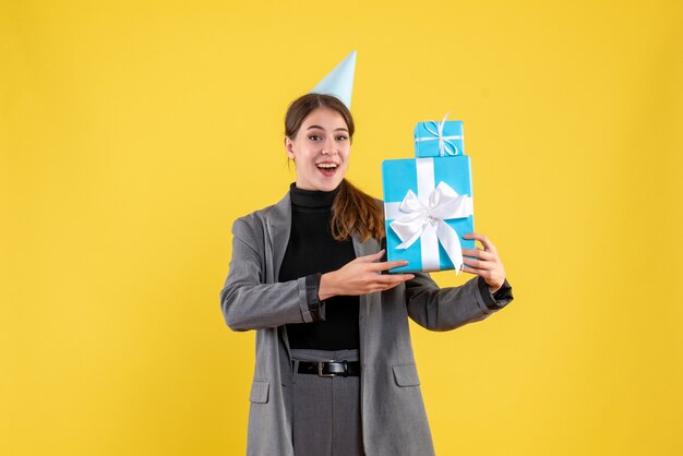 Expressive young woman posing for Christmas