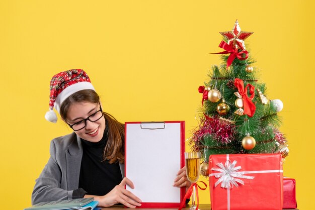 Expressive young woman posing for Christmas