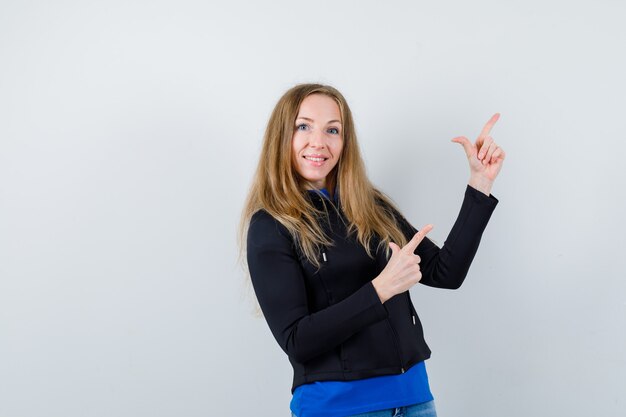 Expressive young woman posing in the studio