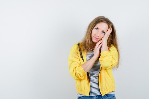 Expressive young woman posing in the studio