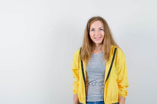 Expressive young woman posing in the studio