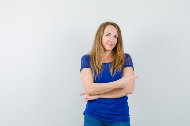 Expressive young woman posing in the studio