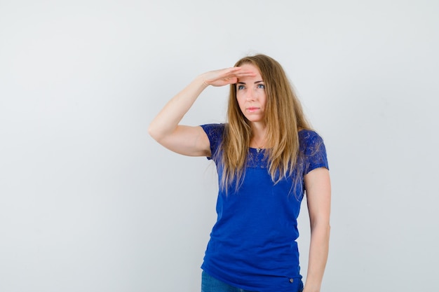 Expressive young woman posing in the studio