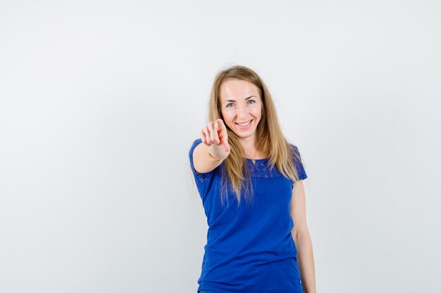 Expressive young woman posing in the studio