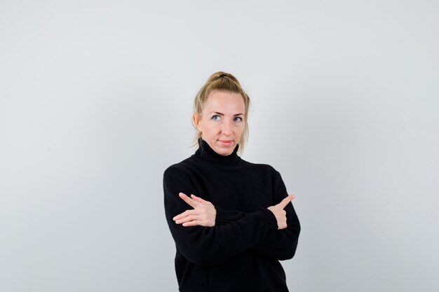 Expressive young woman posing in the studio