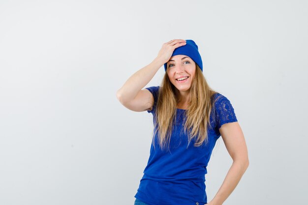 Expressive young woman posing in the studio