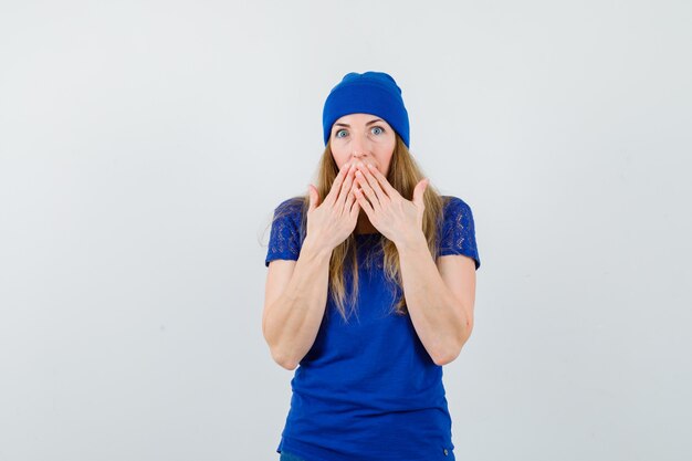 Expressive young woman posing in the studio