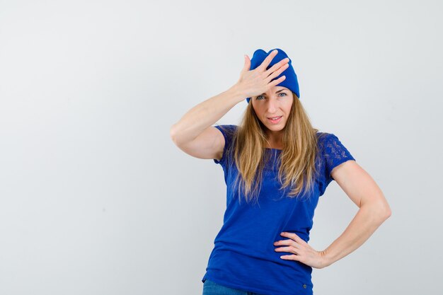 Expressive young woman posing in the studio