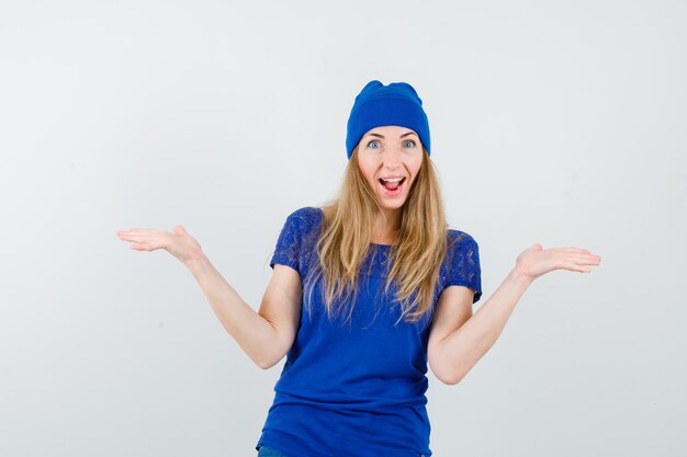 Expressive young woman posing in the studio