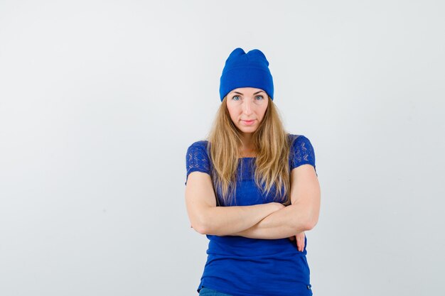 Expressive young woman posing in the studio