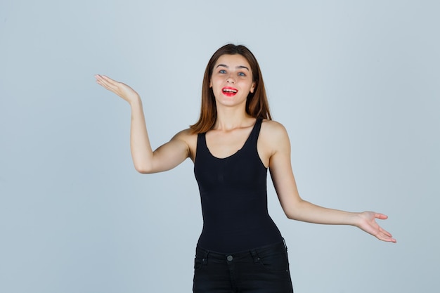 Expressive young woman posing in the studio