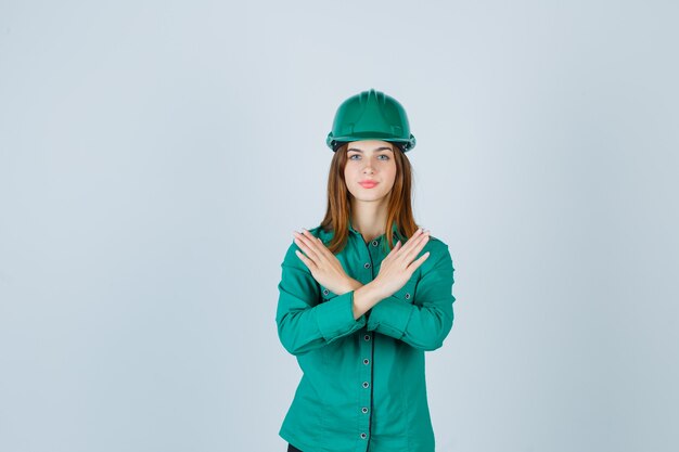 Expressive young woman posing in the studio