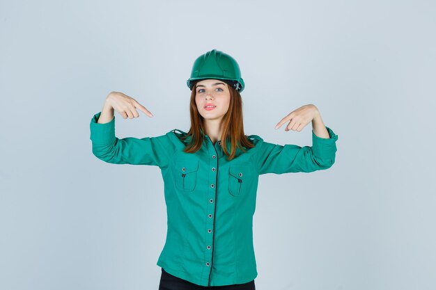 Expressive young woman posing in the studio