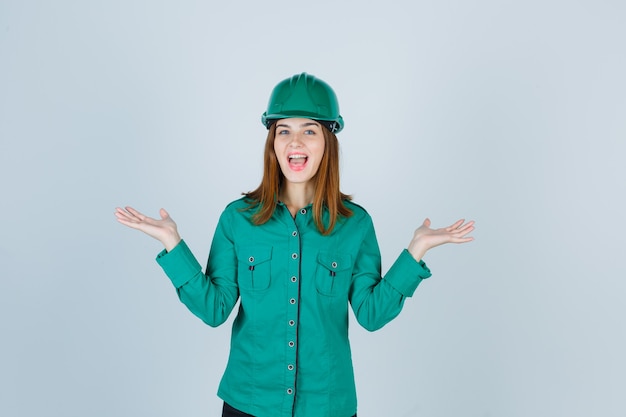 Expressive young woman posing in the studio