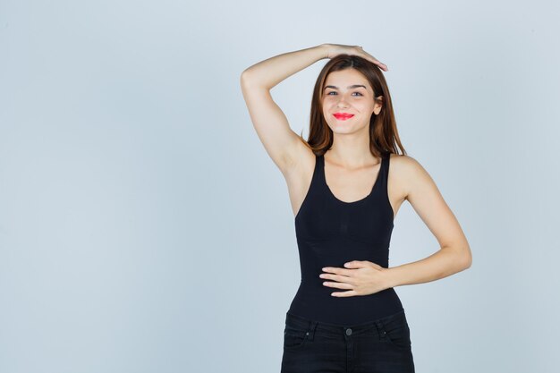 Expressive young woman posing in the studio