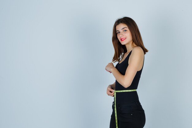 Expressive young woman posing in the studio