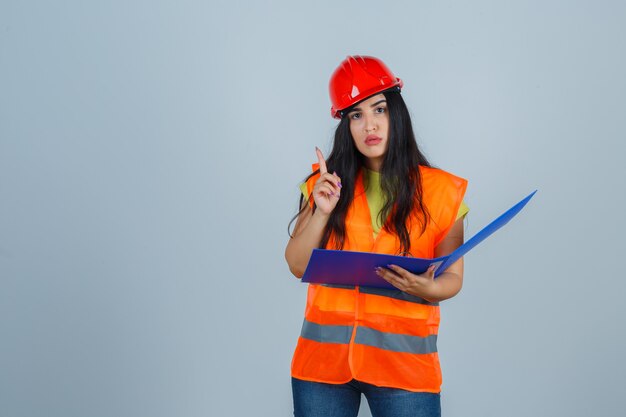 Expressive young woman posing in the studio