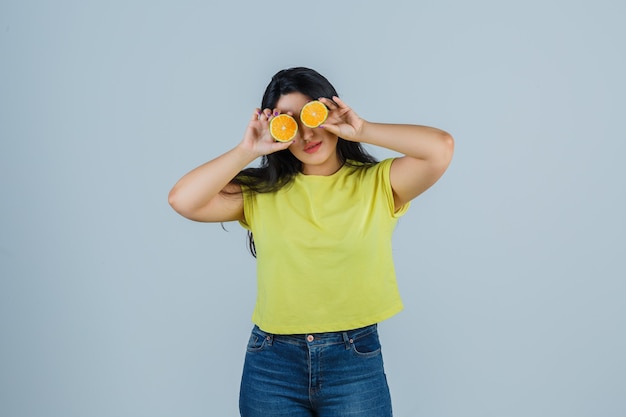 Expressive young woman posing in the studio