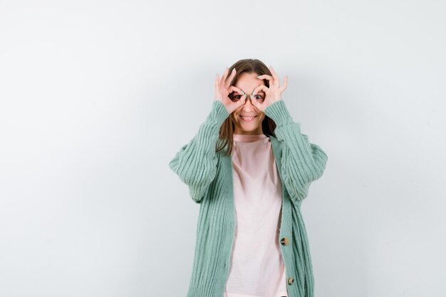 Expressive young woman posing in the studio