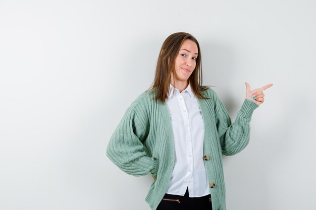 Expressive young woman posing in the studio