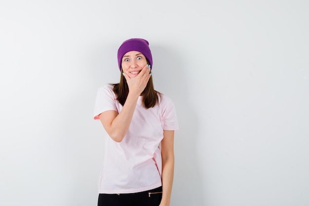 Expressive young woman posing in the studio