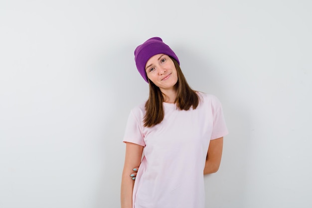 Expressive young woman posing in the studio