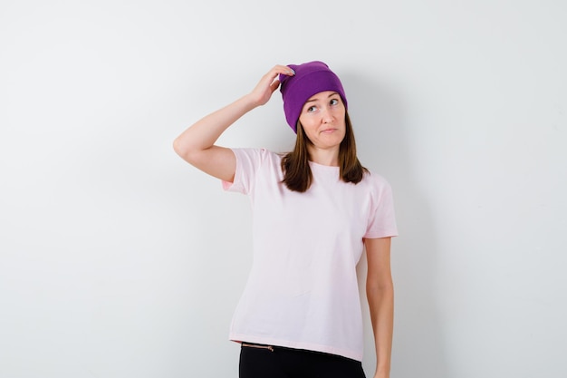 Expressive young woman posing in the studio