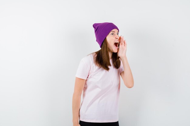 Expressive young woman posing in the studio