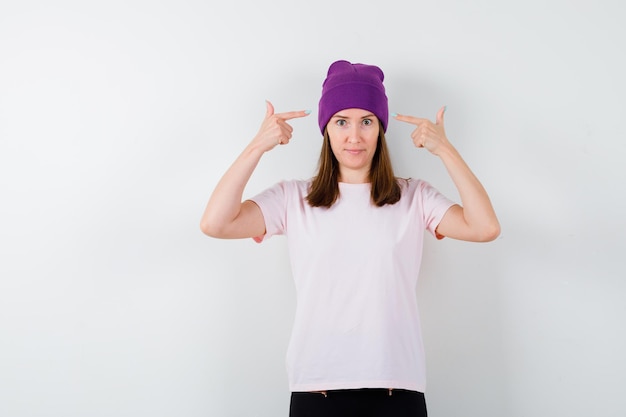 Expressive young woman posing in the studio