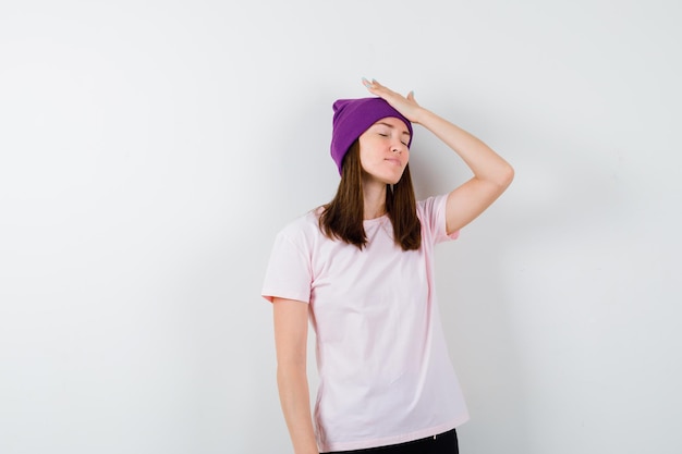 Expressive young woman posing in the studio