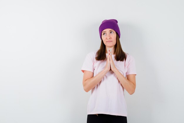 Expressive young woman posing in the studio