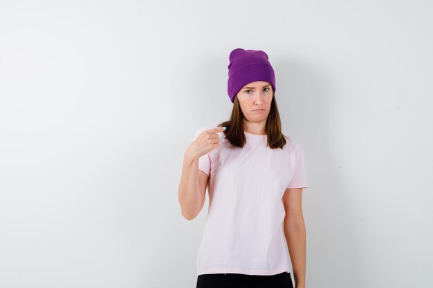 Expressive young woman posing in the studio