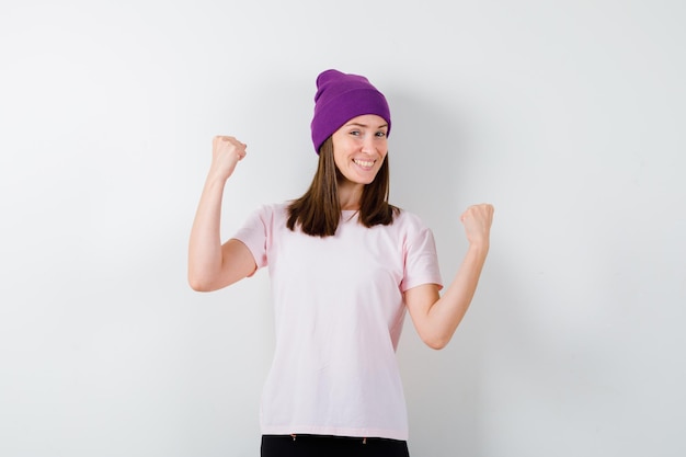 Expressive young woman posing in the studio