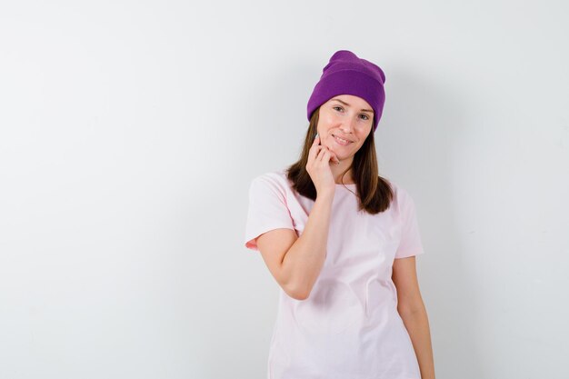 Expressive young woman posing in the studio