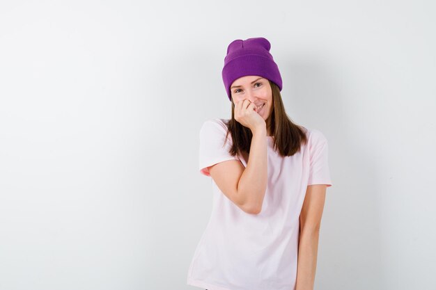 Expressive young woman posing in the studio