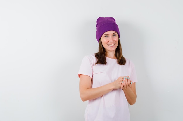 Expressive young woman posing in the studio