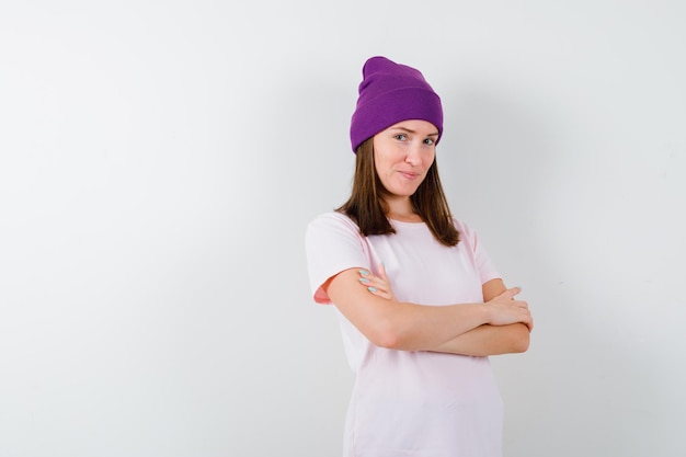 Expressive young woman posing in the studio