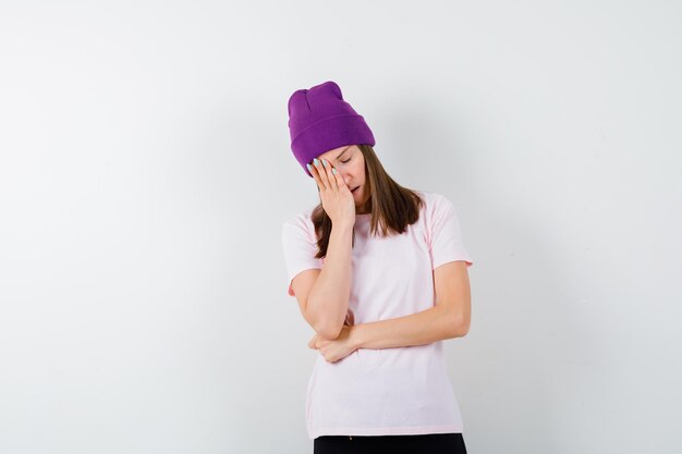 Expressive young woman posing in the studio