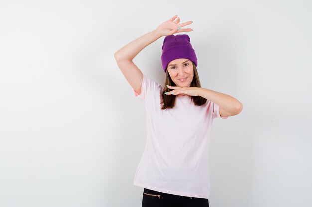 Expressive young woman posing in the studio