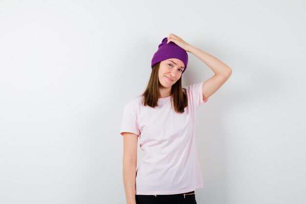 Expressive young woman posing in the studio