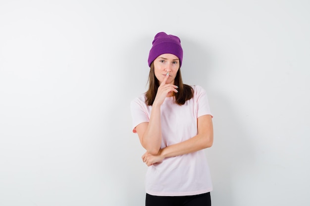 Expressive young woman posing in the studio